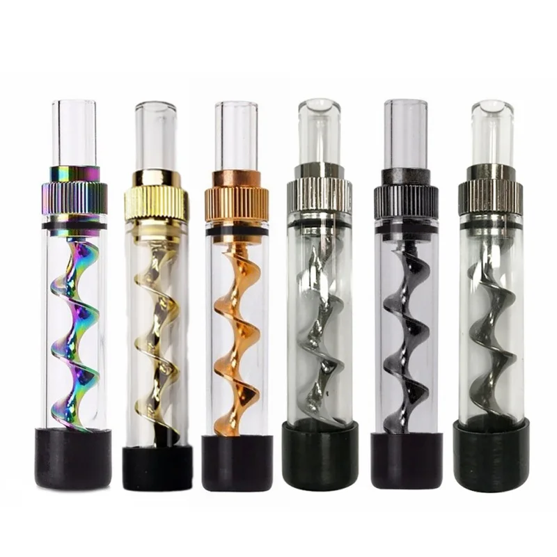 

3 Pcs Glass Pipes for Smoking with Metal Spiral Orbit and Cleaning Bar, Pipe Gifts for Smokers Accessories, Support Dropshipping