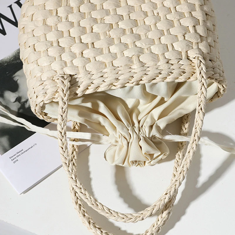 

Bohemia High Capacity Straw Women Shoulder Bag Casual Woven Bucket Bags For Women Handbag Summer Beach Straw Women's Bag 2021