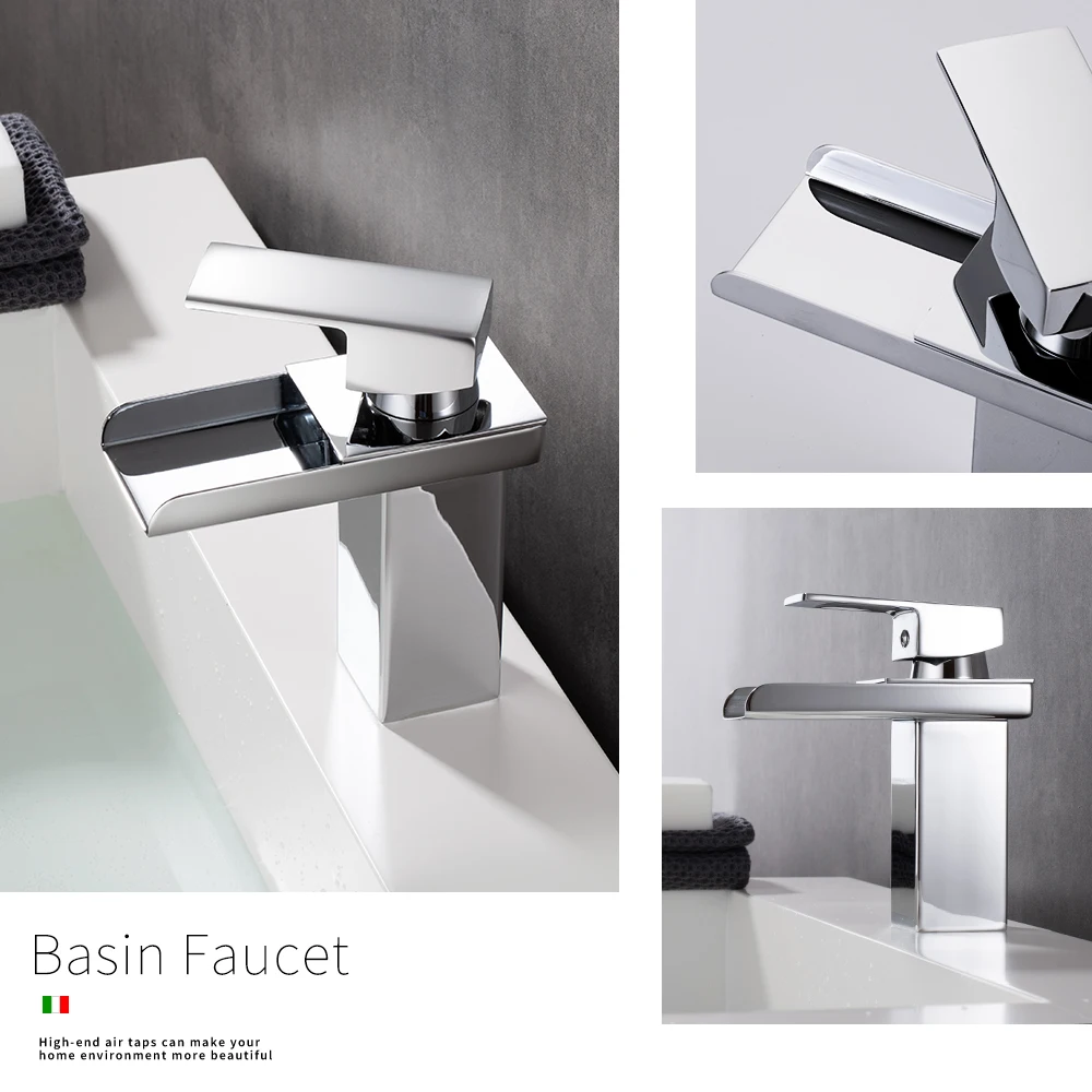 Хромированный смеситель Водопад для ванной комнаты кран раковины с креплением