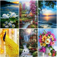 diy flower 5d diamond painting full square drill scenic diamont embroidery cross stitch kits mosaic resin wall art home decor