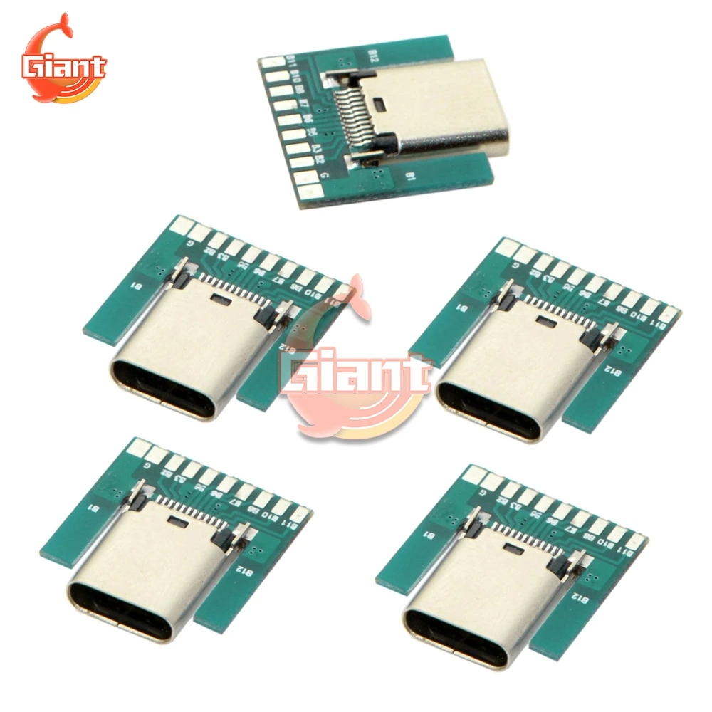 5 шт./лот USB 3 1 Тип C разъем 24 контакта гнездо адаптер конвертер для припоя провода