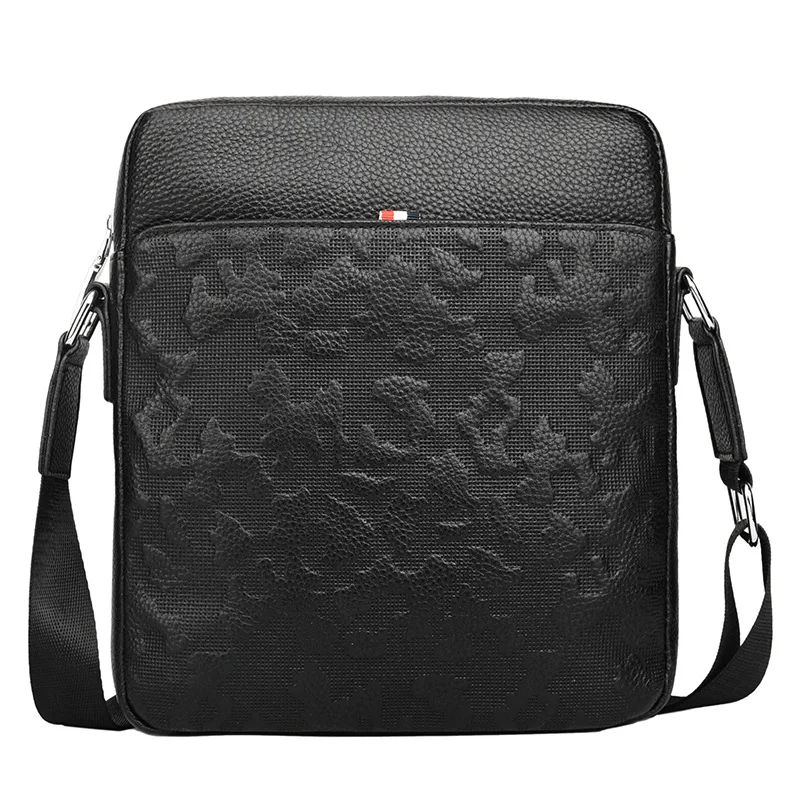 

GO-LUCK Genuine Cowhide Leather Man Crossbody Shoulder Bag Business Zipper OL Male Messenger Bag For Ipad Wallet Cell Phone