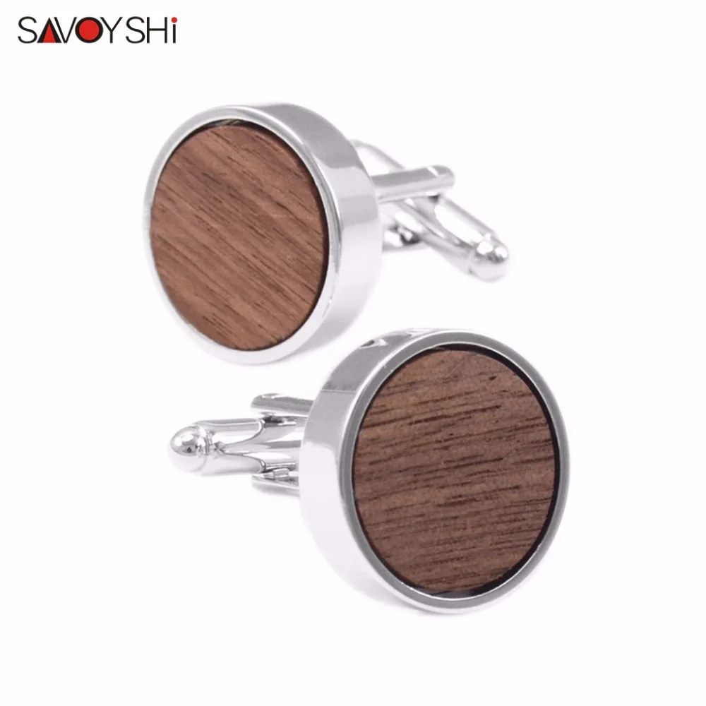 

Роскошные круглые деревянные Запонки SAVOYSHI для мужчин, женская бижутерия, свадебный подарок