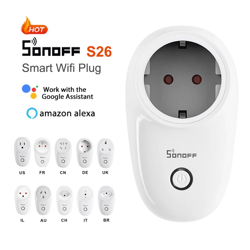 

Розетка Sonoff S26 S26R2 16A WiFi умная розетка с таймером работает с приложением eWelink Alexa Google Assistant yandex Alice smartthings