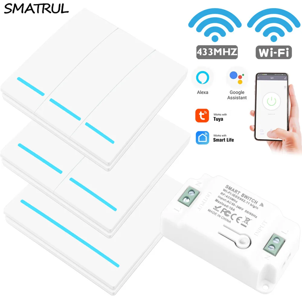 Выключатель SMATRUL светильник Smart Life Tuya APP Wi-Fi РЧ-пульт дистанционного управления 433