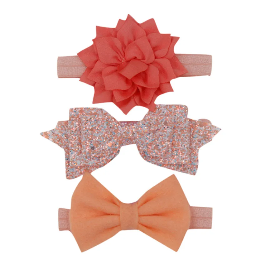 Baby Girl Headband For Newborn Babies 3Pcs Kids Elastic Print Floral Sweet Hair Girls baby Bowknot Hairband Set | Детская одежда и