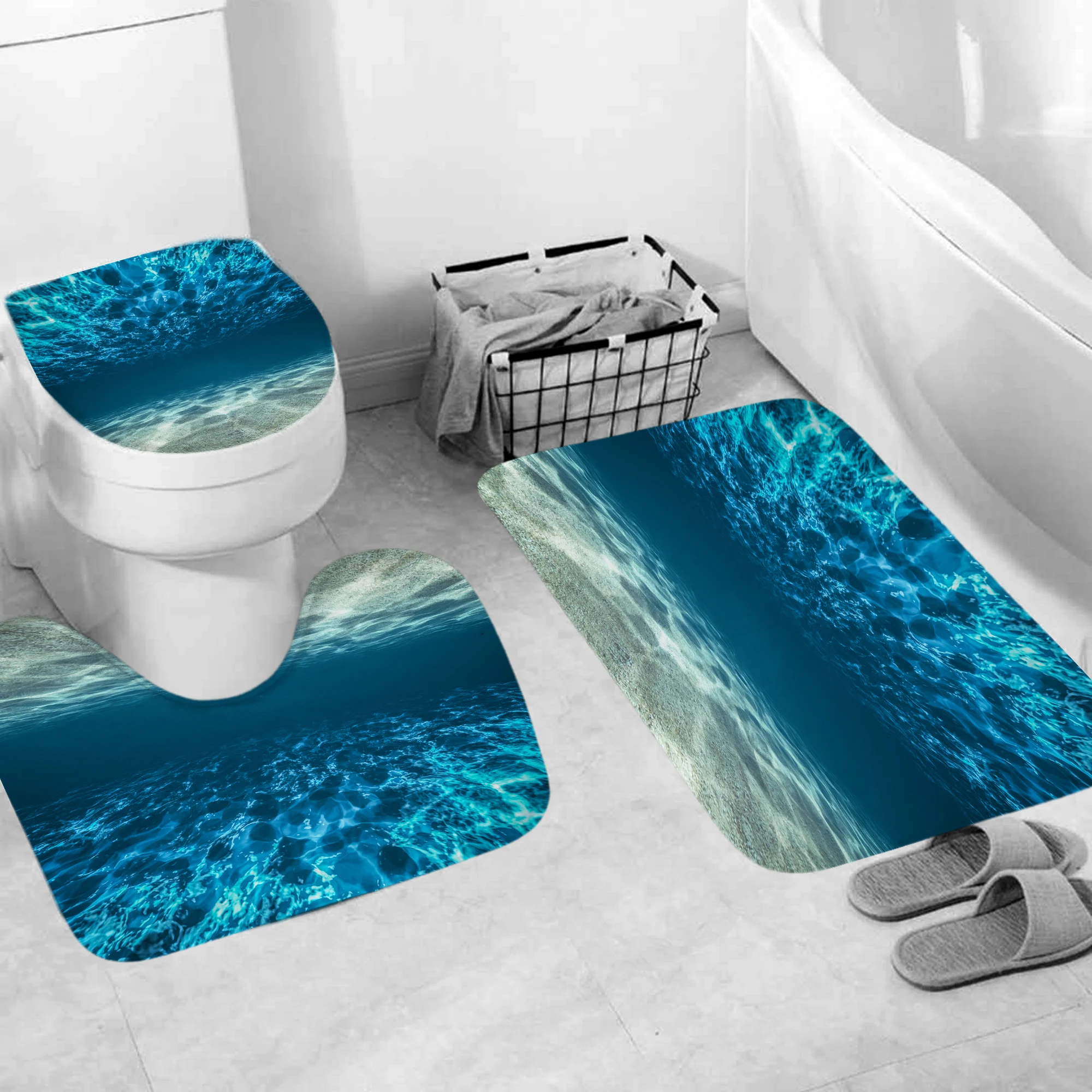 Океан Дайвинг девушка Ванная комната наборы штор фиолетовый морской душевая