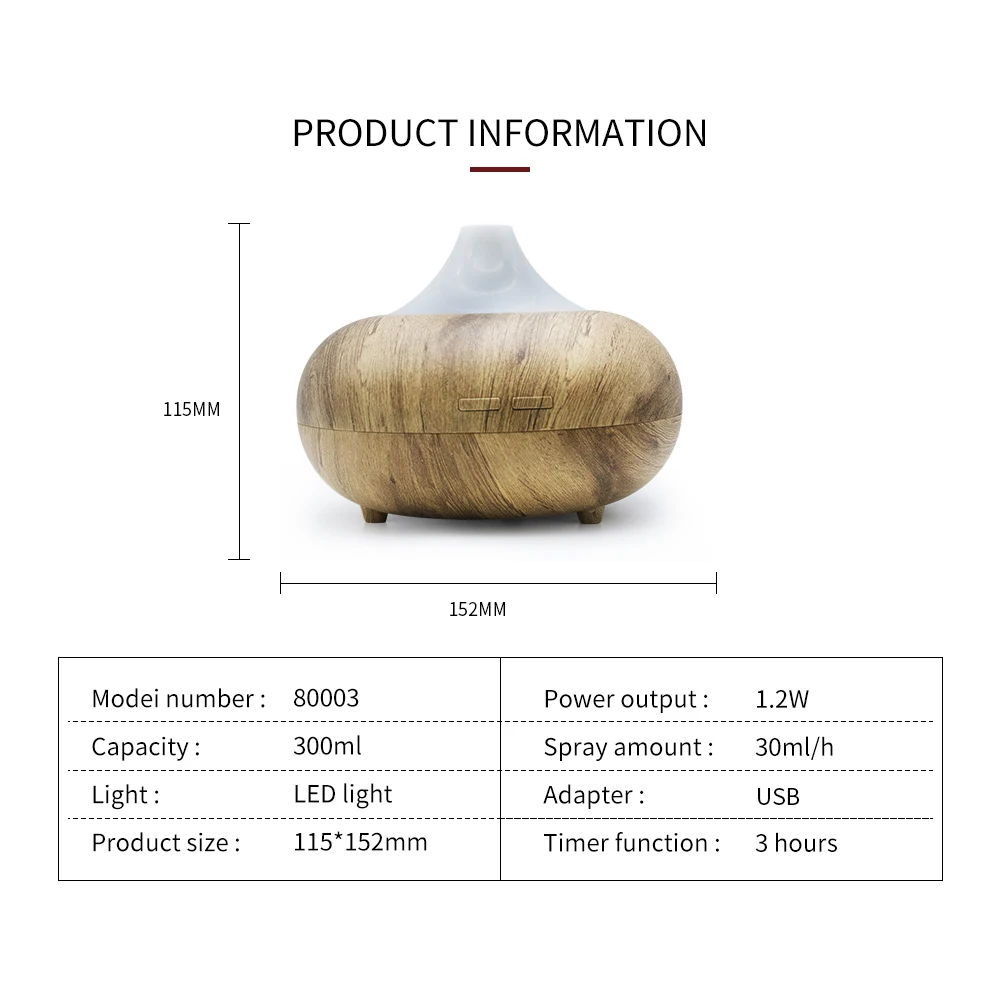 FUNHO 400ml USB Aroma Diffuser Essential Oil Aromatherapy Air Humidifier Wood Grain Mist Maker LED Color Night Light Housing | Бытовая