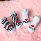Новые милые мягкие носки новорожденного малыша для малышей, хлопковые полосатые носки с надписью Love Mamapapa для маленьких девочек и мальчиков 0-6 месяцев