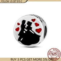 new 100 real 925 silver color romantic couple charms beads fit original 925 pandora fashion jewellry for women party gift