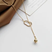 new korean metal adjustable necklace for women minimalist irregular oval charm necklace female geometric clavicle chain