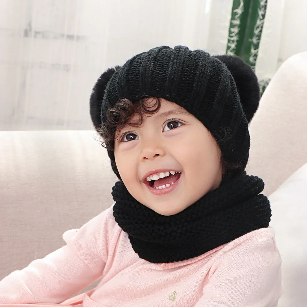 Детская шапка однотонный зимний теплый Плетеный шарф с двойной головкой для