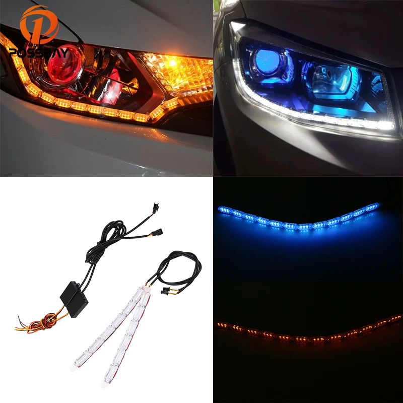 Posbay динамический светильник с поворотным сигналом гибкий DRL дневные ходовые огни