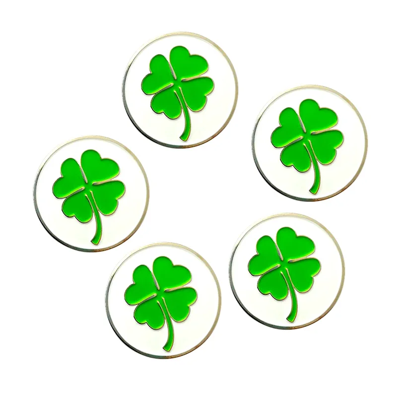5 clover PINMEI Embossied Golf Ball Marks наборы из 5 маркеров для гольфа Подарки для гольфа для леди / детей, подходящие для любых магнитных зажимов для шляп для гольфа - Цвет: 5 clover