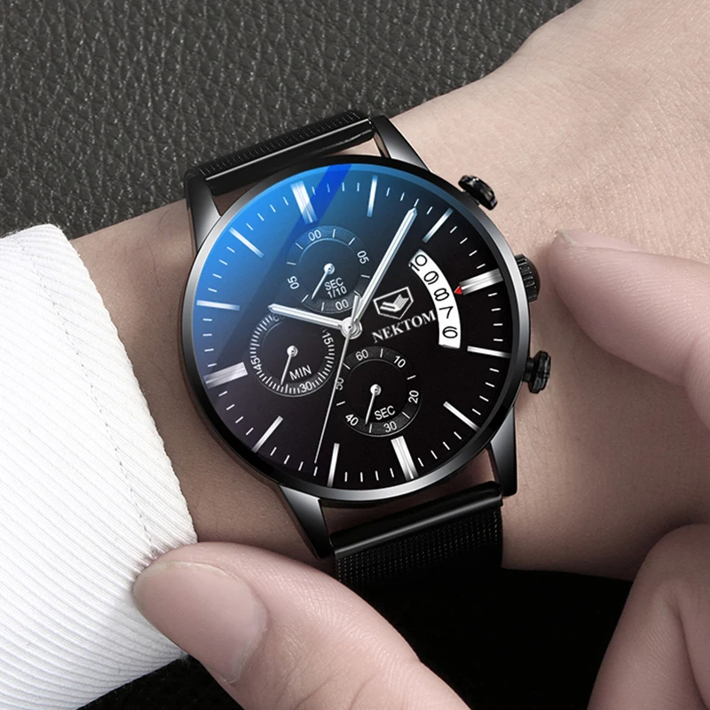 2020 модные деловые часы Роскошные Мужские кварцевые из нержавеющей стали мужские