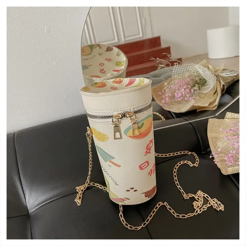 Cylindrical Bag Female 2021 New Wave Personality Creative Milk Tea Cup Bucket Bag Chain Messenger Bag Shoulder Bag