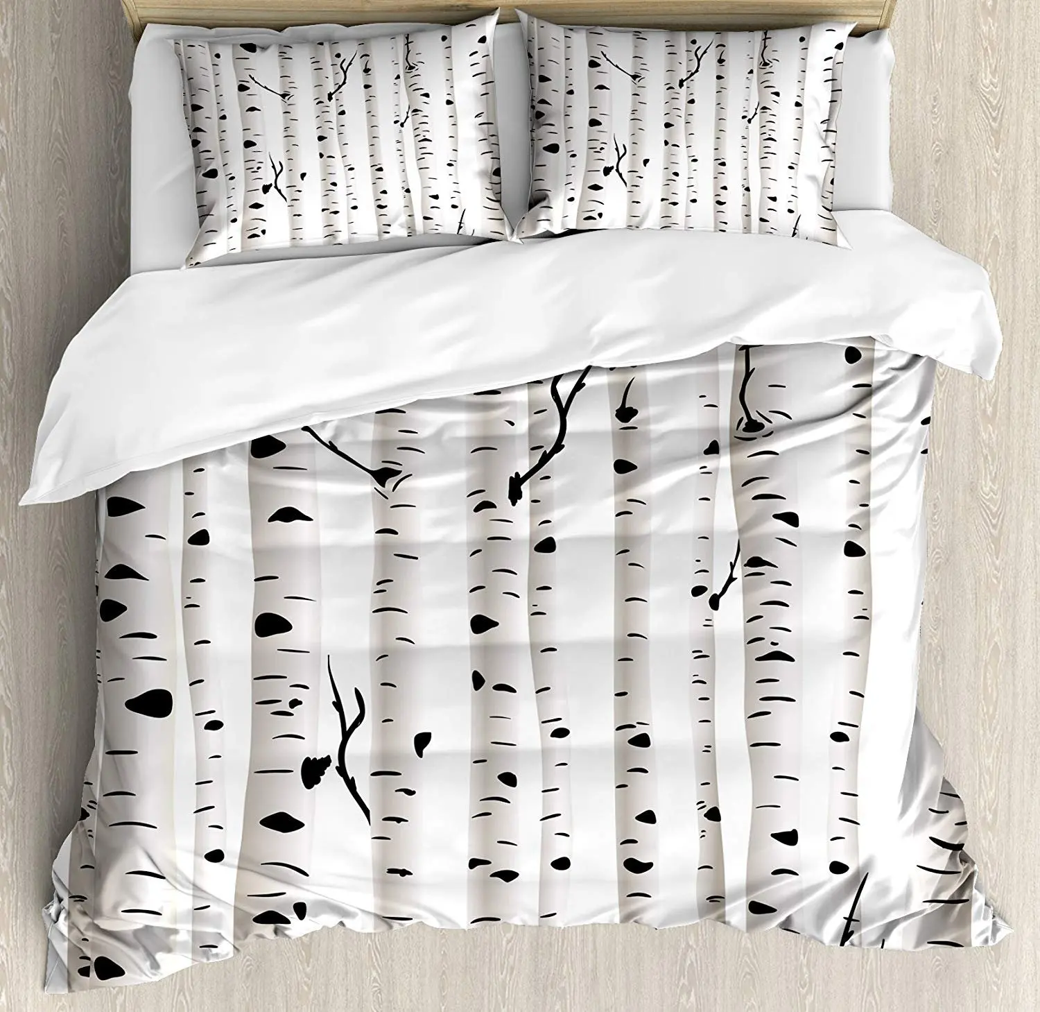 

Birch Tree Bedding Set Forest Seasonal Nature Woodland Leafless Branches Grove Botany Illustration Duvet Cover Pillowcase