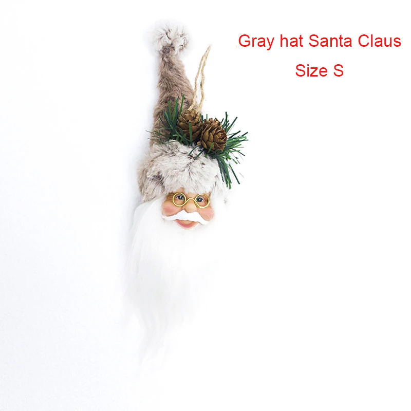 gray hat S Искусственная голова Санта-Клауса, Рождественское украшение, красные колпачки для бутылок вина, Рождественские елочные украшения, небольшие подарки для вечеринки, детский подарок - Цвет: gray hat S