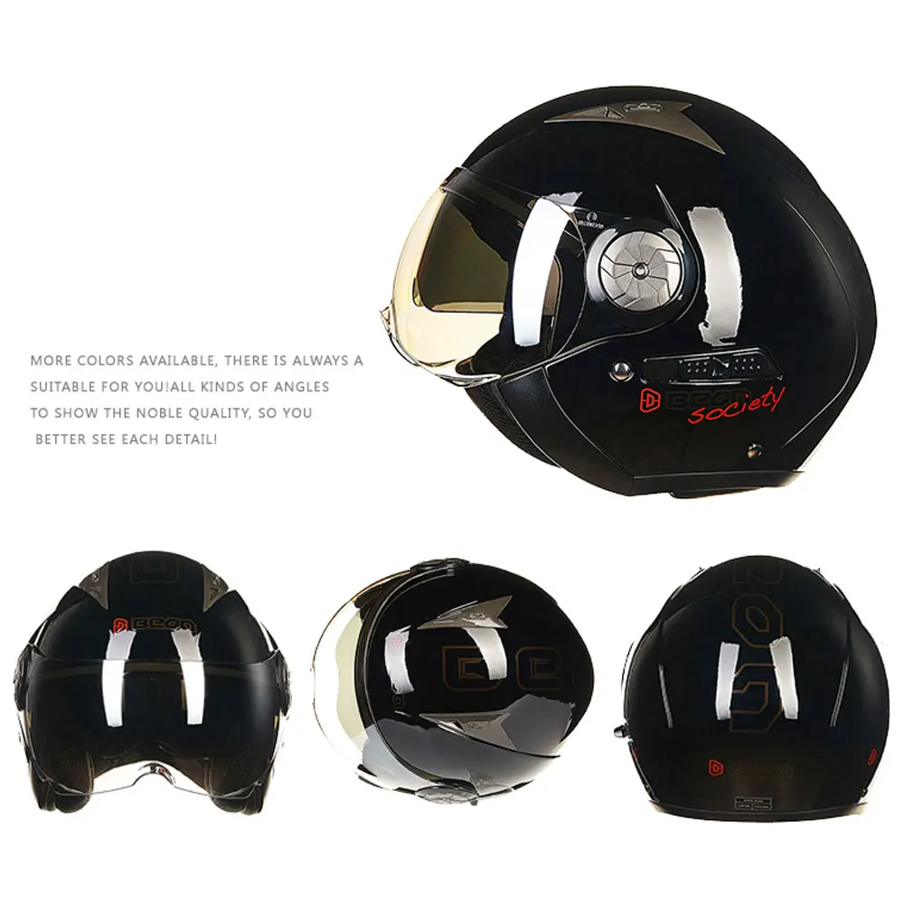 BEON мотоциклетный шлем с двойными линзами 3/4 открытый Мото Casco Capacete винтажный