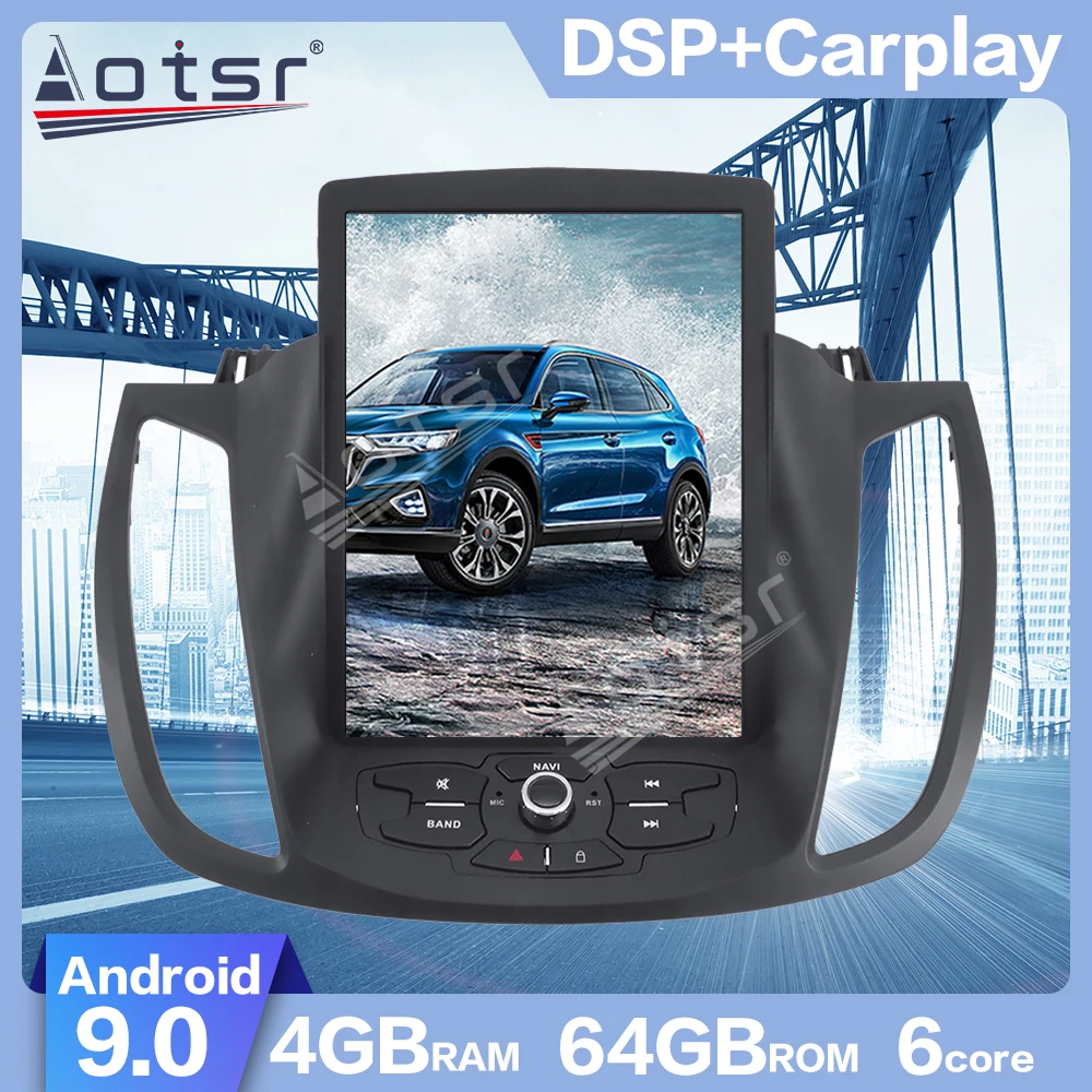 Автомобильный GPS навигатор AOTSR Android 9 0 Tesla style 4 Гб + 64 ГБ для Ford KUGA 2013 2018 головное
