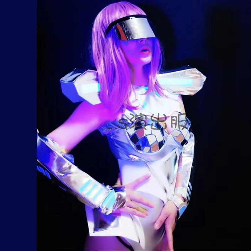 

Luminous Future Science Technology Bodysuit Performance Wear Party Female Singer DJ Nightclub Bar Stage Show Clothing DWY4000