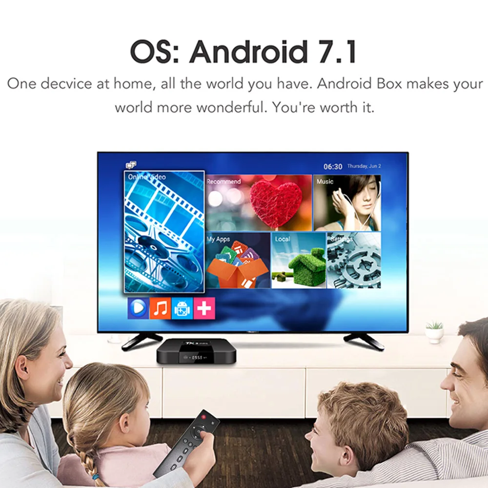 TX3 Мини Смарт Android 7 1 ТВ коробка Amlogic S905W четырехъядерный H.265 ПК 2 ГБ/16 ГБ DLNA WiFi LAN HD