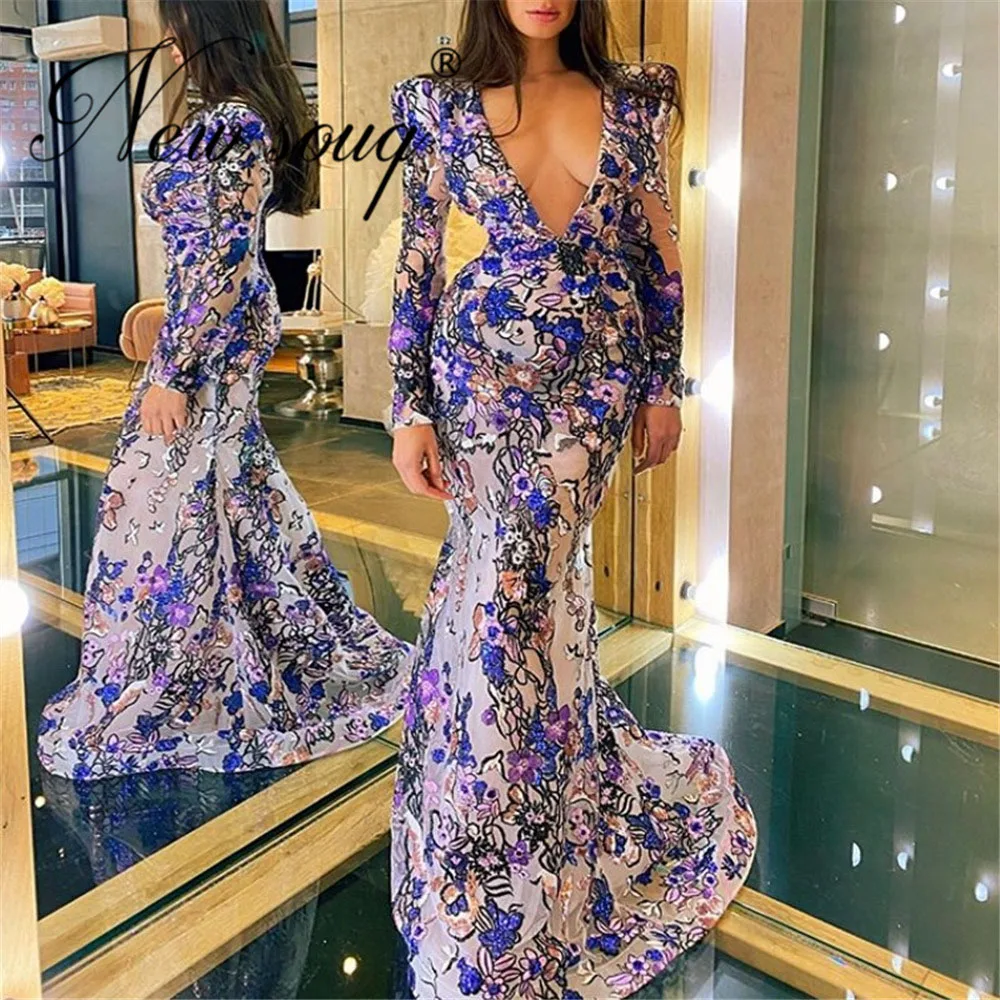 Женское вечернее платье с V-образным вырезом длинное юбкой-годе | Свадьбы и