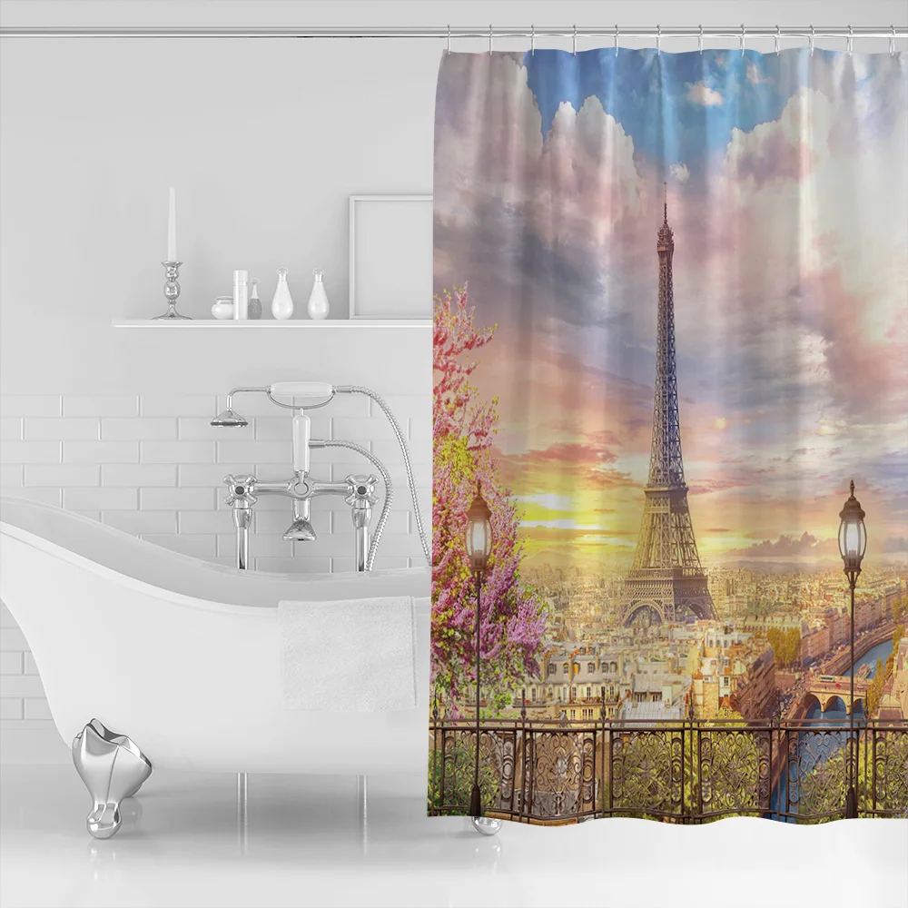 Париж Франция архитектурное Искусство Европейский узор занавески для душа