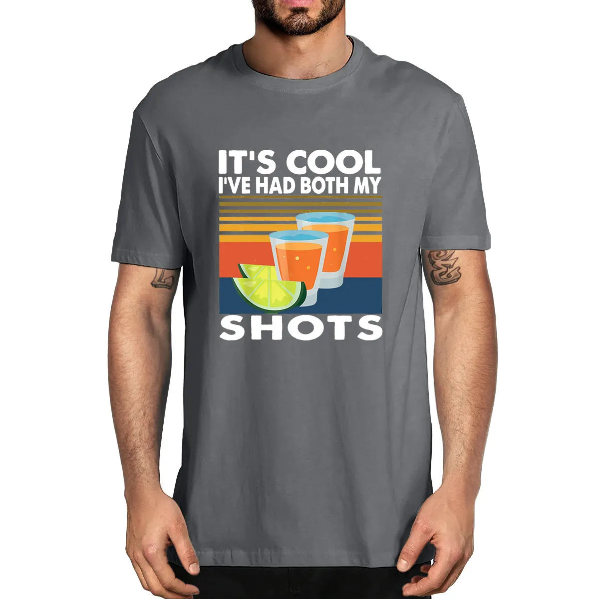 

Unisex Cotton It's Cool Ive Had Both My Shots Funny Two Tequila Whiskey Drinking Summer Men's Novelty T-Shirt Women Casual Tee