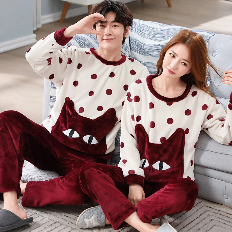 Новинка 2019 пижамы для молодых влюбленных теплая фланелевая женская пижама с