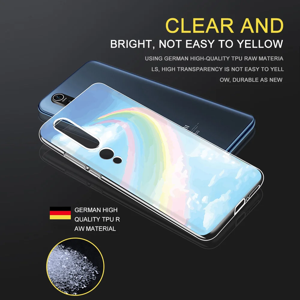 

Clouds Rainbow Case For Xiaomi MI Note 11 10 9 9T 10T Pro SE Lite F1 Poco M3 X3 Redmi Note 8T 9T 9 8 7 A Pro Soft TPU Phone Back