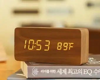 Скандинавские деревянные часы с будильником креативная личность светодиодный