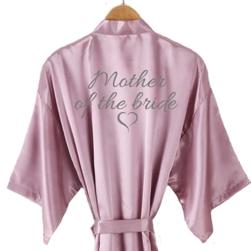 mother bride Великолепный mauve халат Атласный Женский атласный короткий кимоно с сердечками дизайн для свадьбы Вечерние одежда для невесты - Цвет: mother bride