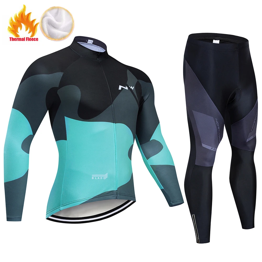 Long suit NW зимний комплект для велоспорта Pro термальный флис MTB велосипедная одежда Ropa Ciclismo Invierno Мужской комплект велосипедного трикотажа - Цвет: Long suit