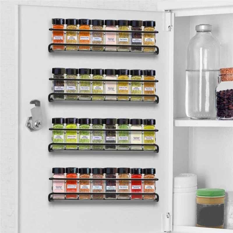 

4PCS Punch-free Hanging Spice Organizer Shelves Cupboard Wall- Mounted Seasoning Spice Storage Rack Restaurant Kitchen Supplies
