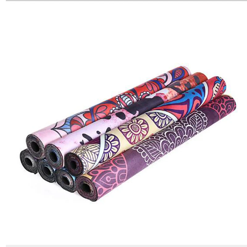 

183*68*0.15cm Foldable Yoga Mats Natural Rubber Suede Yoga Pad Printing Sport Fitness Exercise Mat Anti-slip Floor Carpet Mats