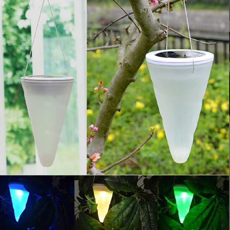 

Solar light conical lantern conical colorful hanging lamp outdoor waterproof garden park courtyard corridor window decoration