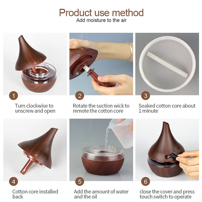 300 мл USB Электрический арома-диффузор деревянный ультразвуковой увлажнитель