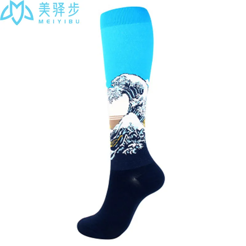 

200 Pair/lot Wholesale 3D Jprint Art Compression Socks Sports Running Knee High Socks Stockings for Man and Women