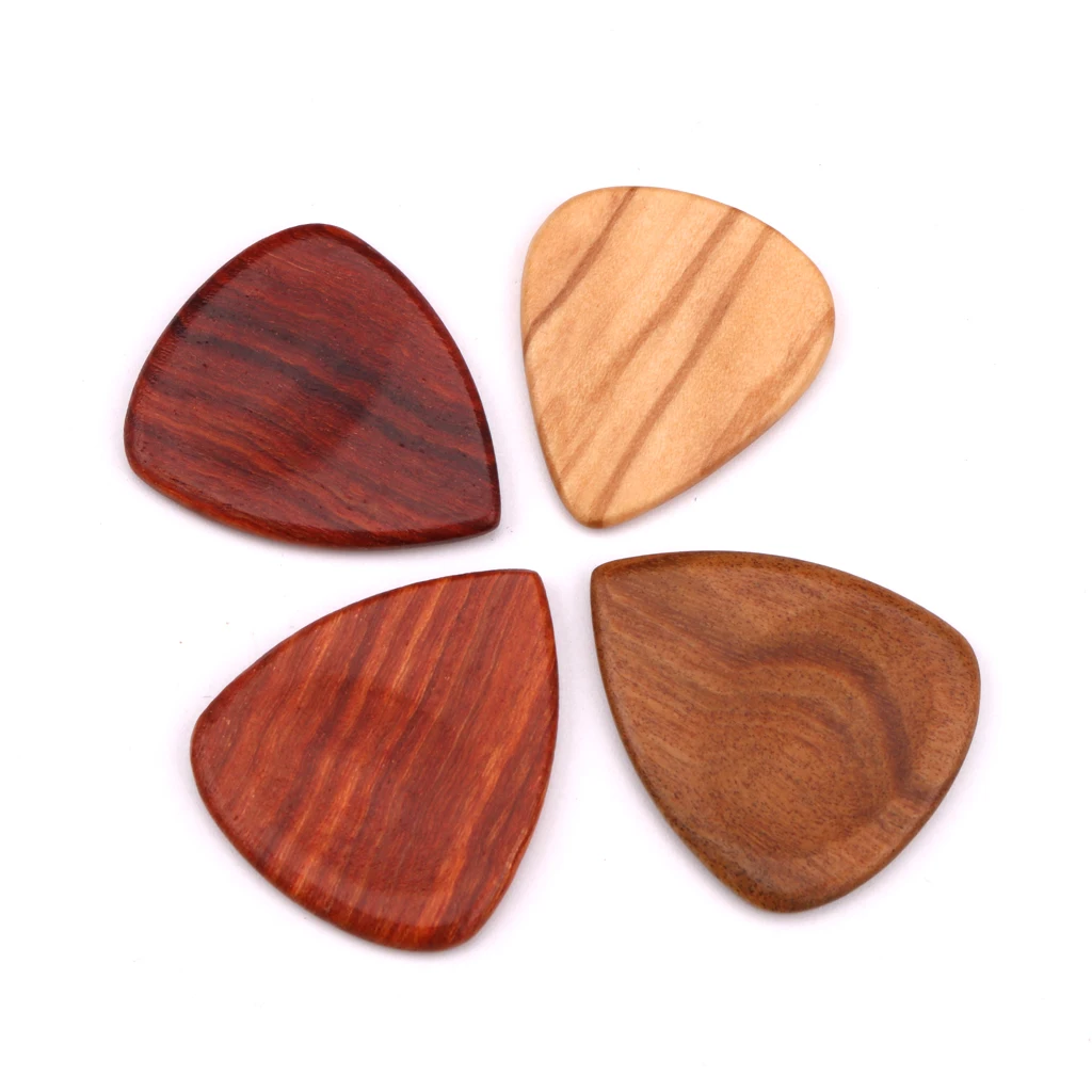 

Wooden Guitar Picks Acoustic Electric Plectrums 4 Mixed Woods 2.5mm with Box
