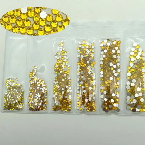 1.5-4mm lemon 1600pc Стеклянные стразы для ногтей с плоской задней поверхностью, разноцветные размеры, SS4-SS16, украшения для ногтей, камни, блестящие драгоценные камни, аксессуары для маникюра, 1728 шт - Color: 1.5-4mm lemon 1600pc