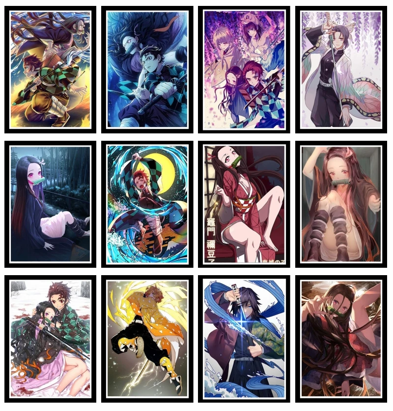 

Perfect JL Wall Art Printed Poster Nordic Picture Anime Demon Slayer Home Decoration No Framed