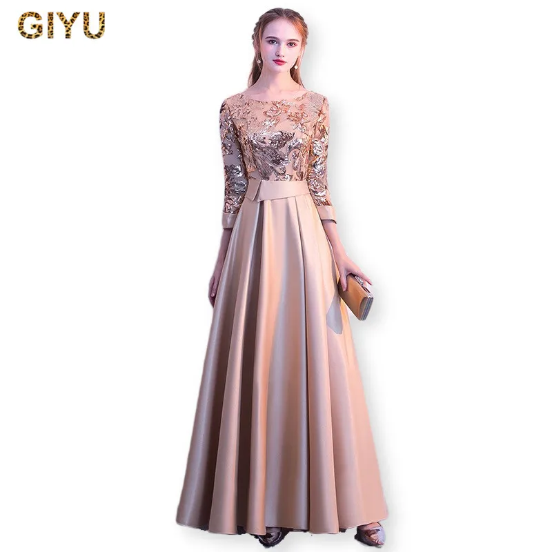 Элегантное Вечернее Платье с золотыми блестками длинное платье для выпускного