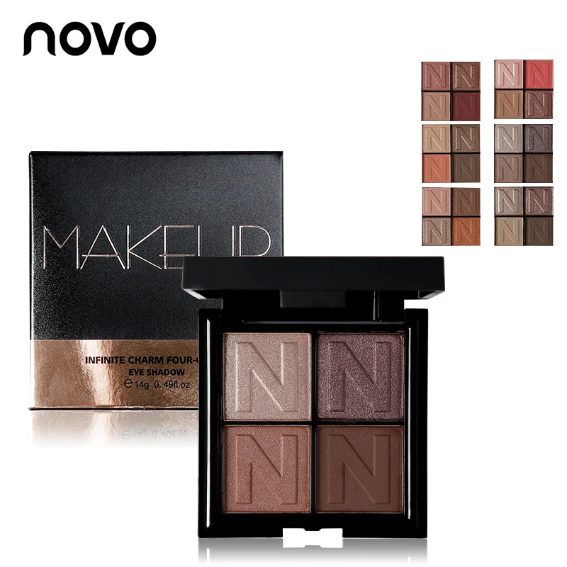NOVO палитра теней для век 4 цвета матовая Мерцающая пигментная Палетка