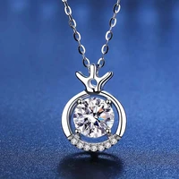 trendy 1 carat d color crown moissanite necklace white gold plated 925 sterling silver gra vvs1 moissanite pendant necklace gift