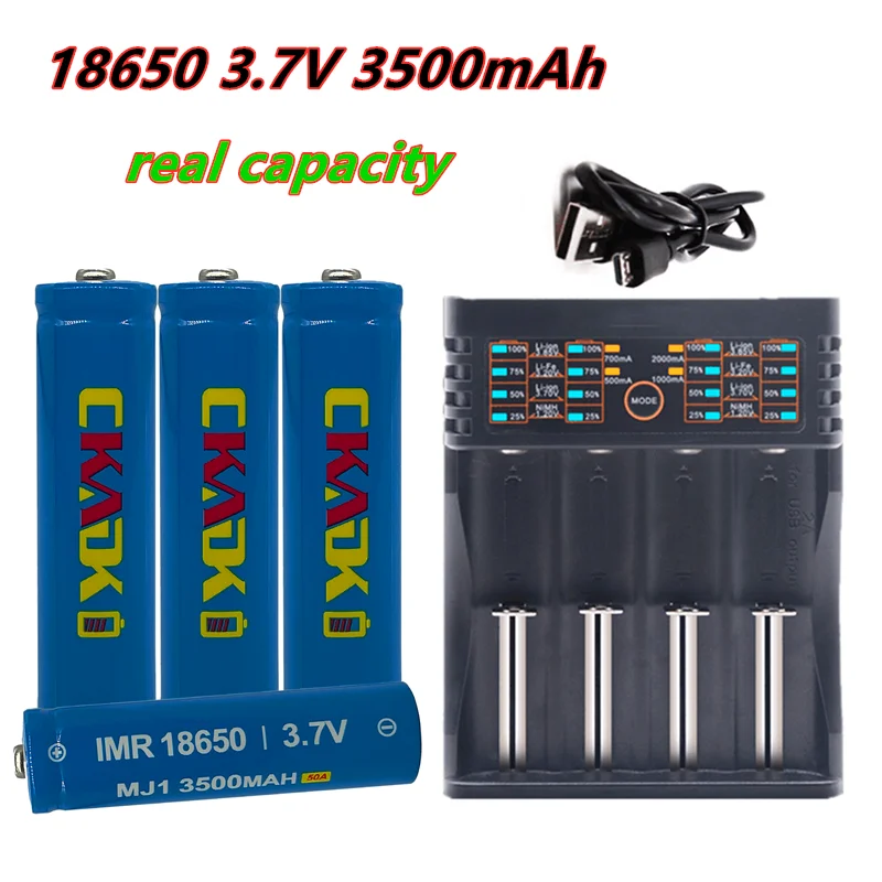 

CKADK 100% оригинальный MJ1 3,7 в 3500 мАч 18650 литиевая аккумуляторная батарея для фонариков, батареи с заостренным носком (без печатной платы) + заряд...