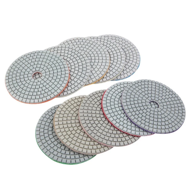 

Water Grinding Pad Grit Wet Diamond Polishing Pads and Hook Ideal Buffing Kit for Granite Concrete Marble Stone