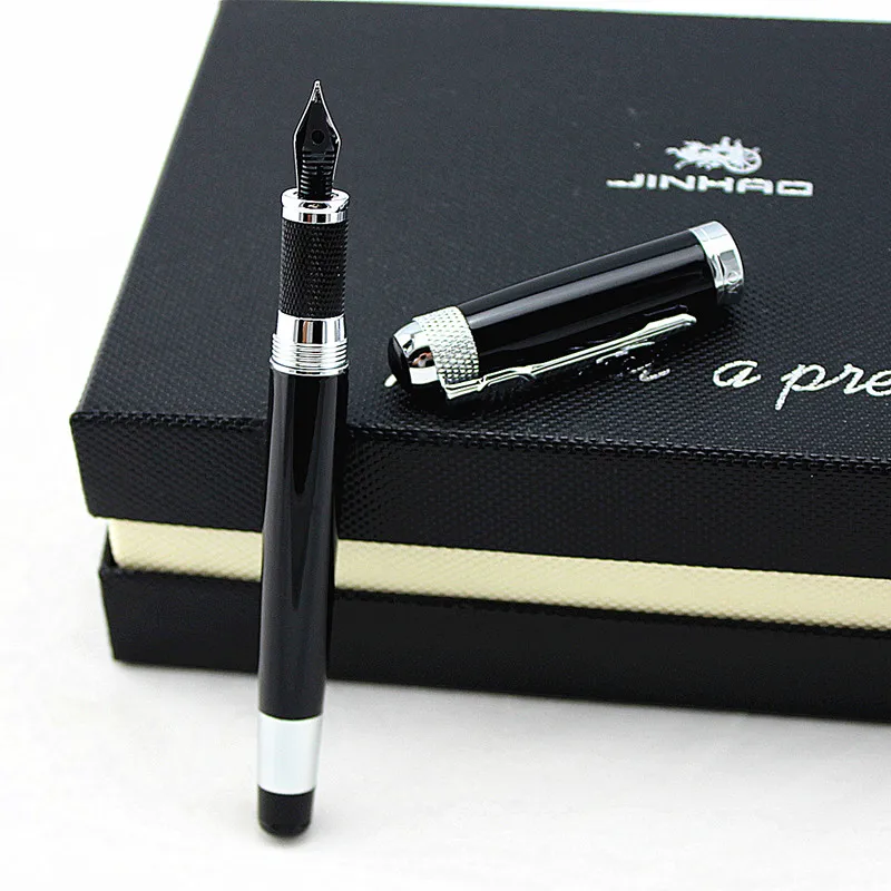 JINHAO новая авторучка с роскошным набором 0 5 мм черная F Перо конвертер ручка