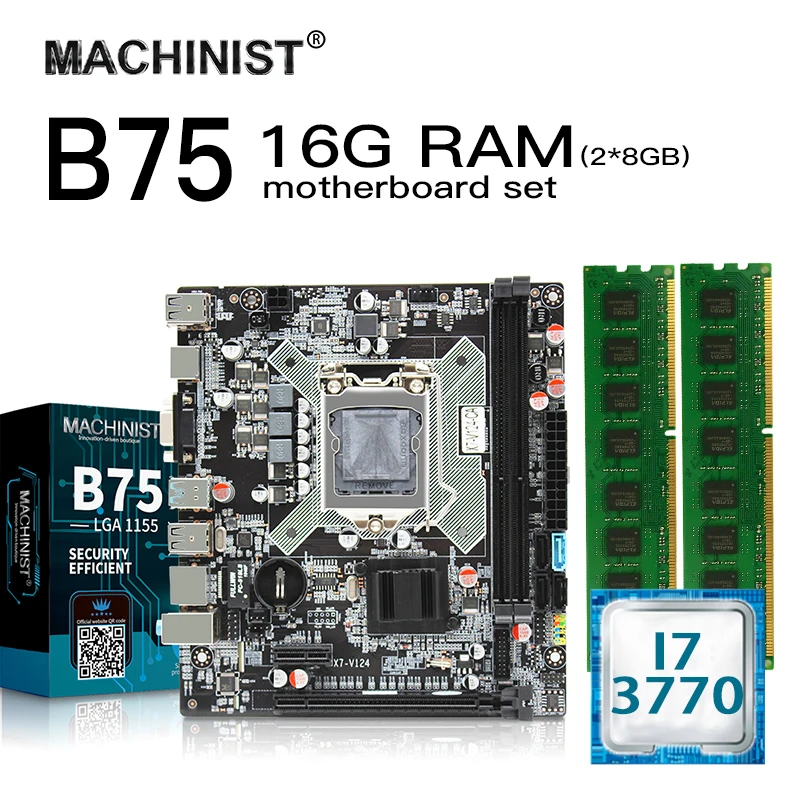 Комплект материнской платы B75 lga 1155 с процессором intel i3 3220 lga1155 16g (2*8g) ddr3 ram M ATX