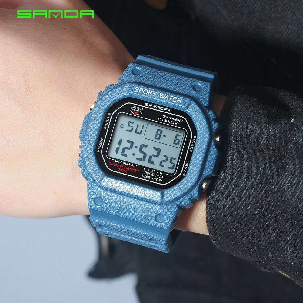

SANDA Для мужчин спортивные светодиодный цифровые часы G стиль Водонепроницаемый Для мужчин женские часы Lover's ретро электронные часы Для мужч...